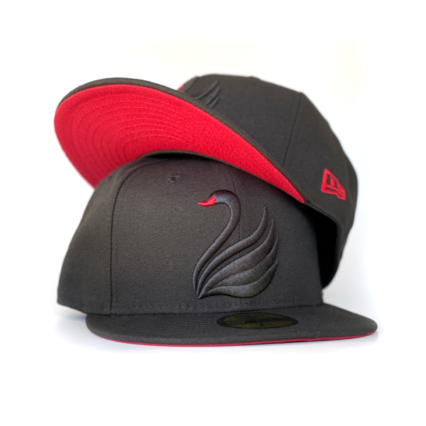 "Black Swans" Black-on-Black Fitted Cap with Houston Red Undervisor